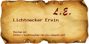 Lichtnecker Ervin névjegykártya